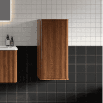 CITTANEO 14" Modern Floating Bathroom Cabinet, Wall Mounted Storage Cabinet with Push Open Door and Shelves, Walnut