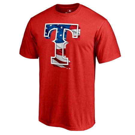 Texas Rangers Fanatics Branded 2019 Stars & Stripes Big & Tall Primary Logo Banner Wave T-Shirt -