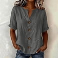 thumbnail image 3 of Uootdi Tops for Women Short Sleeve Scoop Neck Tops Daily Errands Style Wrinkle Resistant Comfortable Silhouette Blouses Gift, 3 of 8