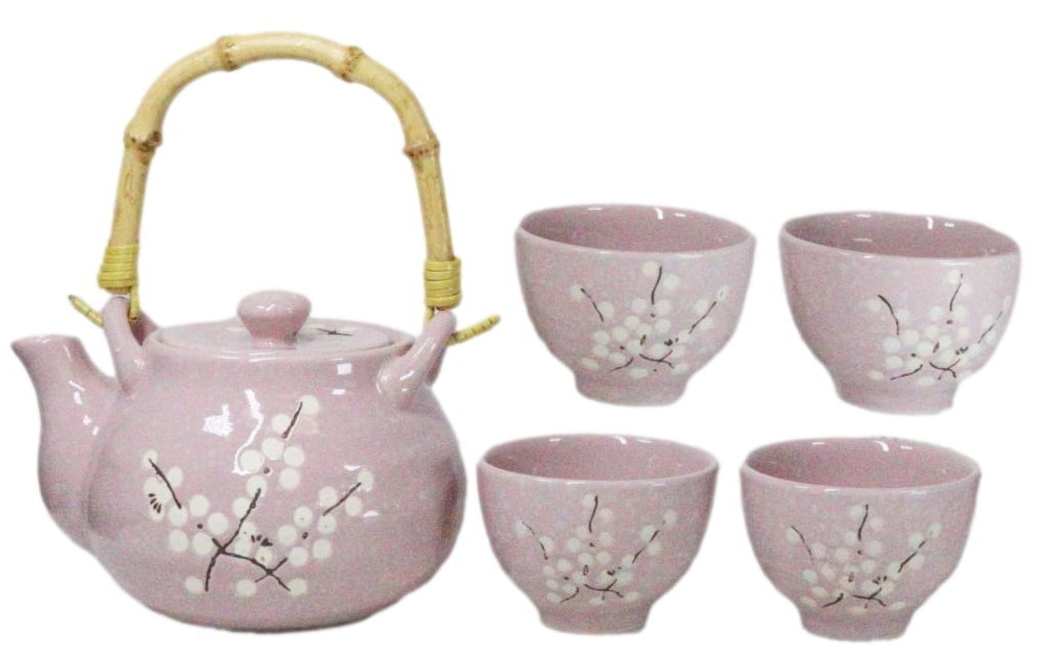 Japanese Sakura Cherry Blossom Flowers Navy Blue Ceramic Tea Pot