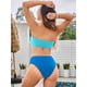 thumbnail image 4 of Conjunto de bikini ZAFUL, traje de baño tipo bandeau de corte alto para mujer, azul oscuro, 4 of 7