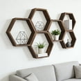 thumbnail image 3 of BTY Hexagon Floating Shelves Set of 6 Honeycomb Shelves for Wall Wood Farmhouse Storage Home Decor Shelf Wall Mounted Wooden for Bedroom Living Room Nursery, Rustic Brown, 3 of 8