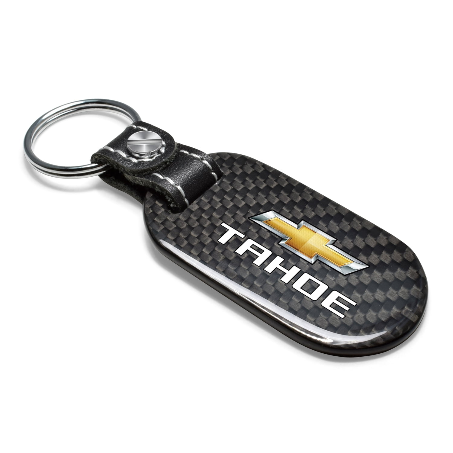 iPick Image for Chevrolet Tahoe Real Black Carbon Fiber Tag Style Key Chain, Official Licensed