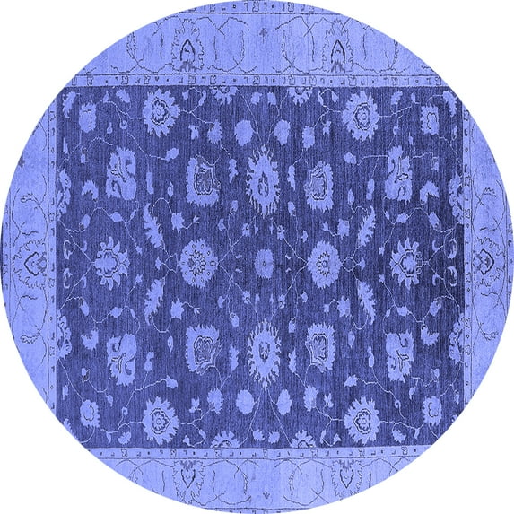 Ahgly Company Indoor Round Oriental Blue Industrial Area Rugs, 3' Round