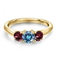 thumbnail image 3 of Gem Stone King 10K Yellow Gold Persian Blue Moissanite and Red Rhodolite Garnet Engagement Ring for Women | 1.24 Cttw | Round 5MM | Gemstone Birthstone | Size 5, 3 of 6