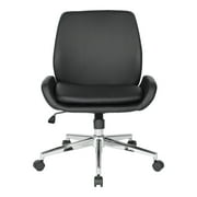 Office Star Products Black Faux Leather Chair with Chrome Finish Base