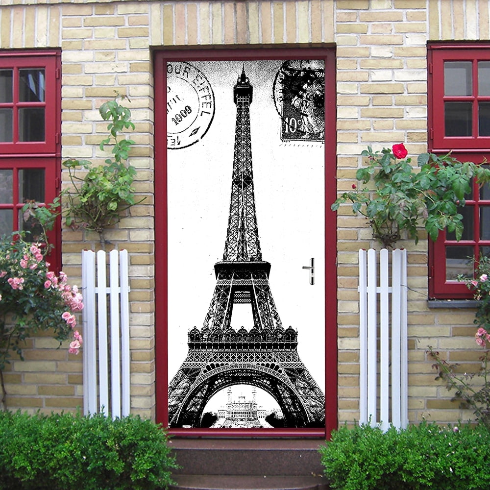 Details about   Self adhesive Door wrap removable Peel & Stick Architecture Eiffel tower scooter 