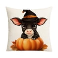 thumbnail image 2 of Almohada decorativa, fundas de almohada de seda, fundas de almohada, fundas de almohada de otoño, estampado de calabaza y vaca bebé de Halloween, decoración de sala de estar, estilo de cola, almohadas, 2 of 6