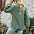 thumbnail image 4 of Camiseta holgada de punto con cuello en V para mujer Otoño Invierno Color sólido para vacaciones de ocio Verde S, 4 of 6