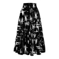 thumbnail image 3 of Women’s Floral Print Midi Skirt with Pockets A-Line High Waist Elastic Waistband Lightweight Casual Skirt for Summer Light Gray 2XL, 3 of 5