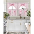 thumbnail image 4 of Pink Bow Swag Kitchen Curtains Sets for Windows 24 Inch Length, Cute Watercolor Girls Cartoon Luxury Short Window Curtain Panels Swags Valances and Tiers 3 Piece Set for Cafe/Dining Room, 4 of 5