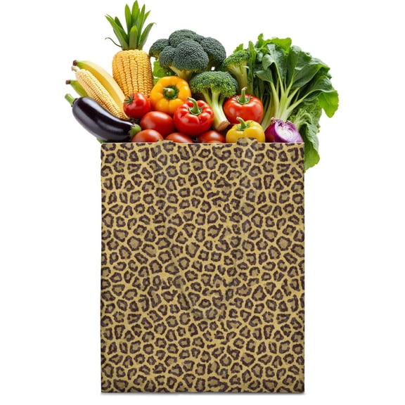 Leopard Print Reusable Shopping Tote Bag - Foldable Grocery Bag with Large Capacity & Durable Fabric