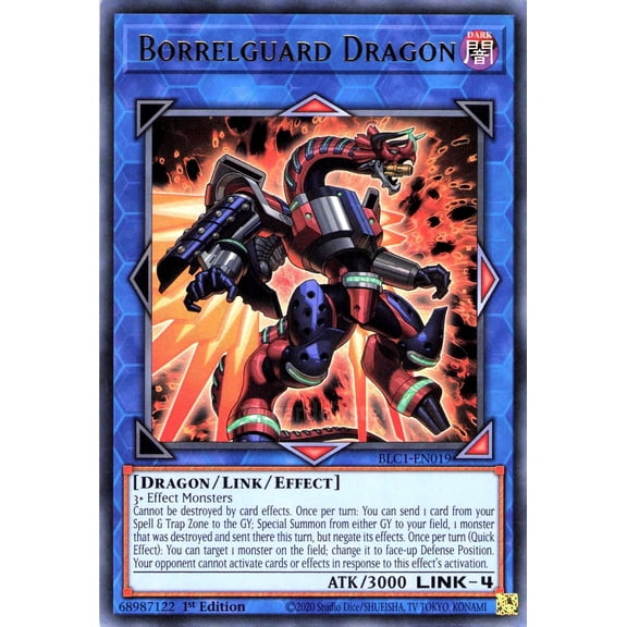 YuGiOh Battles of Legend: Chapter 1 Ultra Rare Borrelguard Dragon BLC1-EN019 (Gold Name Version)