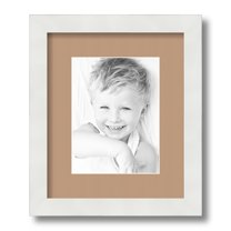 ArtToFrames 10x12 Matted Picture Frame with 6x8 Single Mat Photo Opening Framed in 1.25 Satin White Frame and 2 Desert Sand Mat (FWM-3966-10x12)