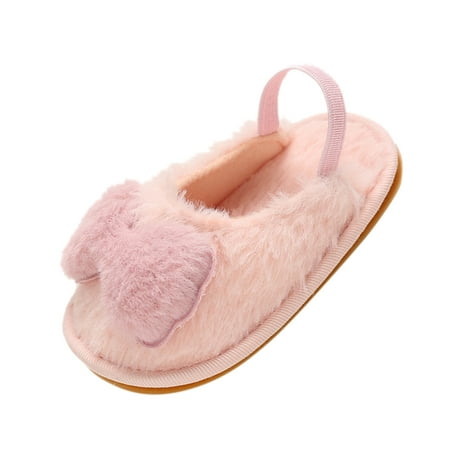 

Binmer Toddler Infant Kids Baby Girls Boys Furry Bow Antiskid Shoes First Walkers Shoes