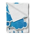 thumbnail image 2 of Rain Soft Flannel Fleece Throw Blanket, Trippy Convective Cloud Group Like Savannah Forecast Drips Theme Autumn Rain, Cozy Plush for Indoor and Outdoor Use, 60" x 80", Blue White, by Ambesonne, 2 of 5