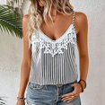 thumbnail image 2 of WGRFFH Women Solid Striped Lace Trim V Neck Adjustable Spaghetti Strappy Sleeveless Cami Tank Top Loose Flowy Boho Cute Detail Lightweight Summer Beach Vacation Casual Fashion Vest Blouse Black, 2 of 2