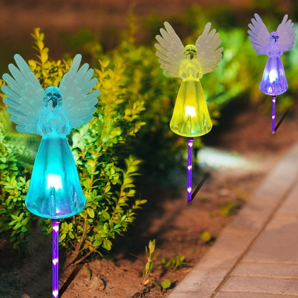 Ange Décoration Jardin LED Solaire Fairy Cherub Figurine Statue Extérieur  Noël