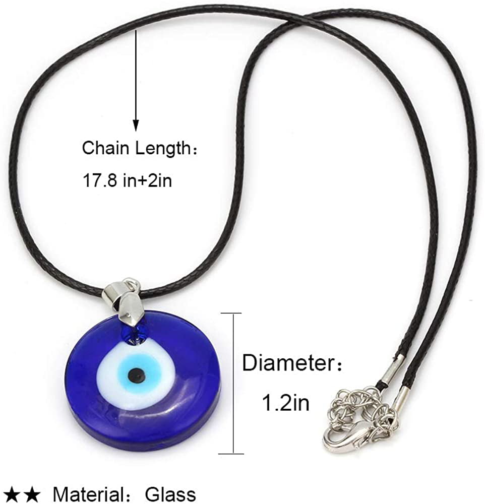 HUASAI Evil Eye Necklace for Women Men Blue Turkish Glass Leather Rope Evil Eye Necklace Lucky Protection Necklace 