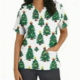 thumbnail image 2 of Wowcloth Women's Short Sleeve V-Neck Scrubs Top with Christmas Print Pocket for Nursing and Holiday Work, 2 of 7