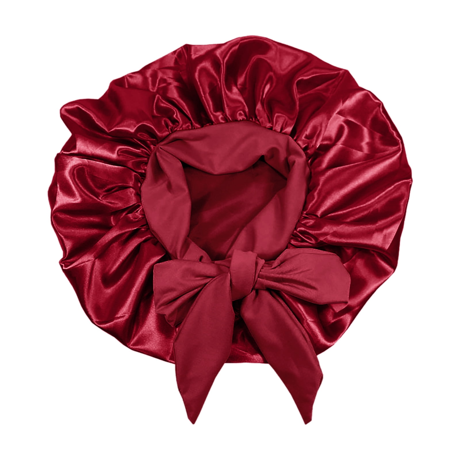Ichuanyi Women's Satin Solid Broad-brimmed Hairband Sleep Cap Strap High Elastic Lace-up Shower Cap Women