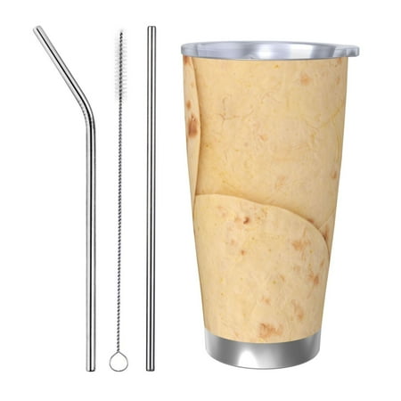 

Ocsxa taco tortilla Pattern 20oz Travel Coffee Mug with Flip Lid Stainless Steel Insulated Insulated Coffee Mug Thermal Cup with Splash Proof Sliding Lid-Straw Three-piece Set