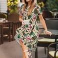 thumbnail image 3 of Honeii Tropical Mask Flamingo Print Women’s Short Sleeve Dress, Comfortable Casual Dress, Soft Polyester Spandex Blend, Stylish Everyday Wear for Summer, Perfect for Travel and Vacation, 3 of 6