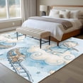 thumbnail image 4 of Cat Large Area Rugs 5x8 ft Cartoon Blue Hat Cat Cloud Train Track Bird Toys Blue Washable Rug Non Slip Indoor Carpet Absorbent Floor Mat for Living Room Bedroom Dining Room, 4 of 9