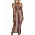 thumbnail image 3 of Women'S Summer Colorful Striped Tube Top Dress Set Two Piece Suit Wine Red M, 3 of 9