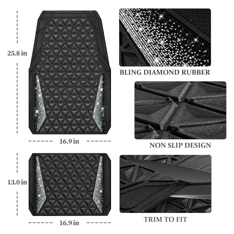 CAR GRAND Bling Diamond Rubber Floor Mats, 4-Piece Set photo 8