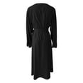 thumbnail image 3 of BangWanChi Black Dresses for Women Women‘s Casual Lace Up Loose Long Sleeve Solid Round Neck Long Dresses, 3 of 4