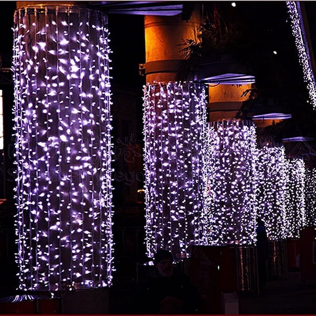 Tira de luces LED decorativas de 10 m, 110 V, 100 LED, 8 modos, para Navidad, bodas y fiestas (luz morada) (enchufe estadounidense)