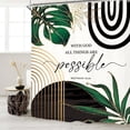thumbnail image 2 of Black Abstract Modern Shower Curtain Set Minimalist Geometric Plant Leaves Metallic Gold (No Glitter) Polyester Waterproof Cloth Bathroom Curtain with 12 Hooks, 2 of 6