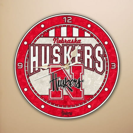 Glass Ncaa Clock - Nebraska Cornhuskers Art Glass Clock - No Size