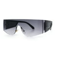 thumbnail image 4 of Flat Top Rimless Shield Rectangular 80s Minimalist Sunglasses Black - Smoke, 4 of 6