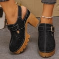 thumbnail image 2 of Rokment Womens Vintage Clogs Dress Sandals 2026 Spring Summer Casual Leather Hollow out Buckles Closed Toe Platform Chunky Block High Heels Slingback Pumps Black Size 7, 2 of 7