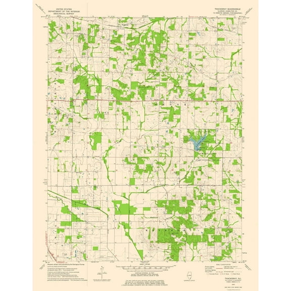 Topographical Map - Thackeray Illinois Quad - USGS 1974 - 23 x 29.64 - Vintage Wall Art