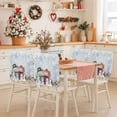 thumbnail image 2 of Christmas Chair Covers Set of 8 Cute Winter Snowman Snowing Scenery Wood Grain Chair Back Covers Stretch Removable Washable Slipcovers Protector for Dining Room Kitchen Party Decor, 2 of 5