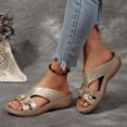 thumbnail image 3 of Rokment Beach Flower Orthopedic Arch Support Walking Backless Sandals for Women 2026 Boho Comfortable Casual Leather Ortho Platform Wedge Low Heel Dress Slip on Slippers Gold Size 9, 3 of 5