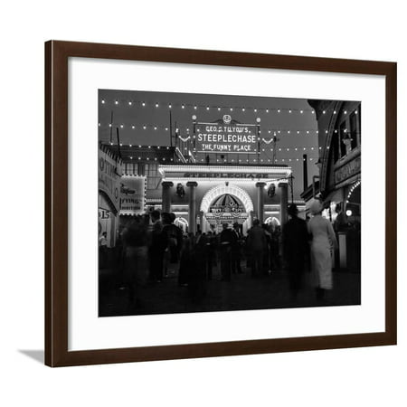 1930s-1940s Night Lights Amusement Park Brooklyn, NY Framed Print Wall
