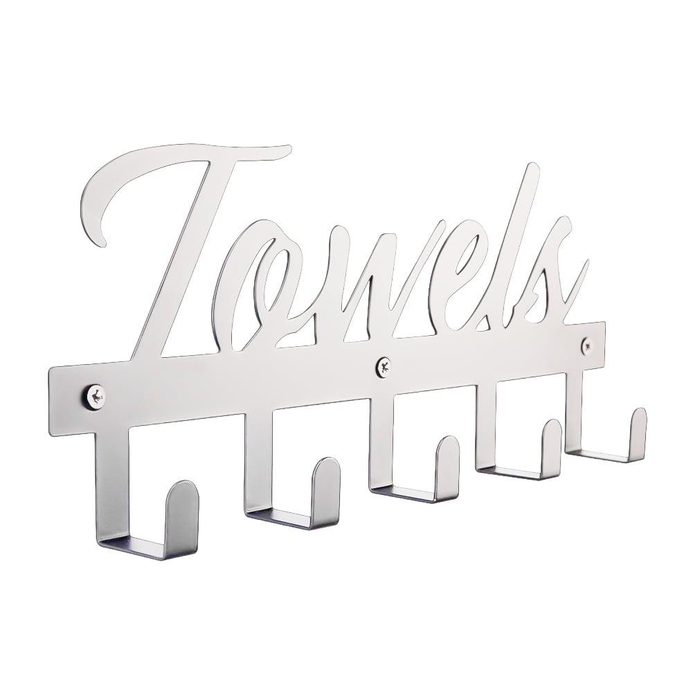 Kepooman Adhesive Hooks Heavy Duty Stick on Wall Mounted 5 Hooks Towel Hooks Door Hooks Waterproof Stainless Steel Adhesive Towel Hooks, Silver Kepooman Adhesive Hooks Heavy Duty Stick on Wall Mounted 5 Hooks Towel Hooks Door Hooks Waterproof Stainless Steel Adhesive Towel Hooks, Silver