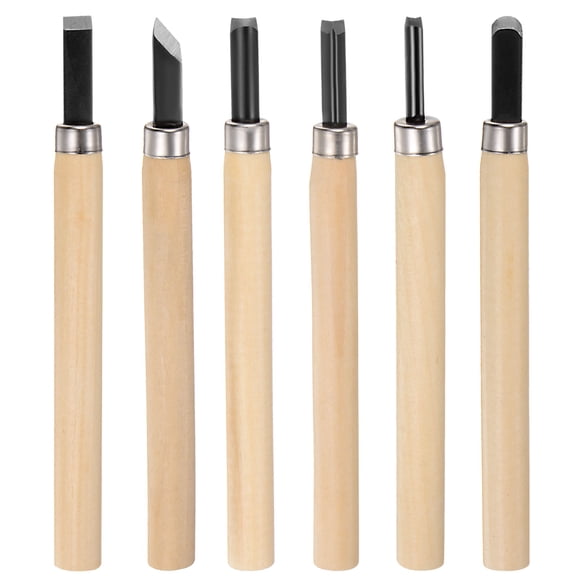 Uxcell 6 Packs 65# Manganese Steel Wood Chisels Hand Carving Tools Carving Knife Set