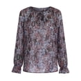 thumbnail image 3 of LEEYNEER Women‘s Casual Floral Printing V-Neck Long Sleeve Shirts Tops Loose Blouses Pink XL, 3 of 7