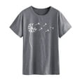 thumbnail image 4 of Xuanfei Women Dandelion Print Short Sleeve Crew Neck T-Shirt, 4 of 7