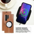 thumbnail image 3 of For Magsafe Case for OnePlus 12 10 Pro Magnetic Flip Leather Phone Case for OnePlus 9 10 Pro Wireless Charger Card Wallet Cover (Brown,For OnePlus 9 Pro), 3 of 7