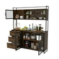 thumbnail image 3 of OXYLIFE Kitchen Sideboard Buffet, Metal Mesh Door Pantry Storage Cabinet Walnut, 3 of 7