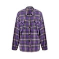 thumbnail image 4 of Women Plaid Flannel Shirt Jacket Button Down Lapel Long Sleeve Shirts Blouse Shacket Cardigan Coats Fall Spring Clothes, 4 of 6