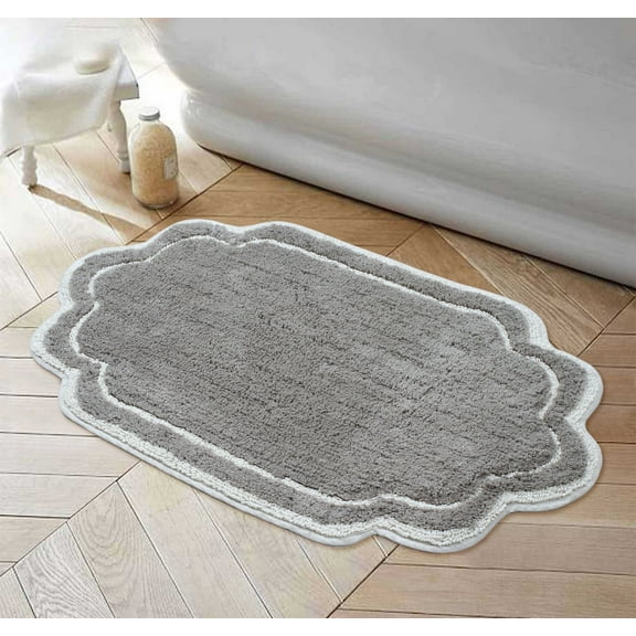 Home Weavers Allure Collection Bathroom Rug 100% Cotton Tufted Bathroom Rug, Soft & Absorbent Bath Rugs, Non-Slip Bath Rug, Machine Wash Dry Bath Mats - 24"x40" Bath Rug, Gray
