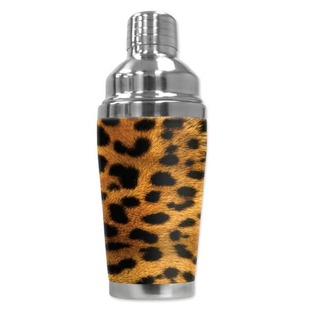 

Mugzie brand 16-Ounce Cocktail Shaker with Insulated Wetsuit Cover - Orange Leopard