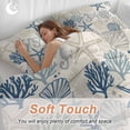 thumbnail image 5 of Blue Beige Coastal Bedding 3 Piece Duvet Cover Set Full Size, Summer Beach Starfish Coral Nautical Rustic Soft Microfiber Comforter Cover with Zipper Closure & Pillowcases, FadeResistant Quilt Cover, 5 of 9
